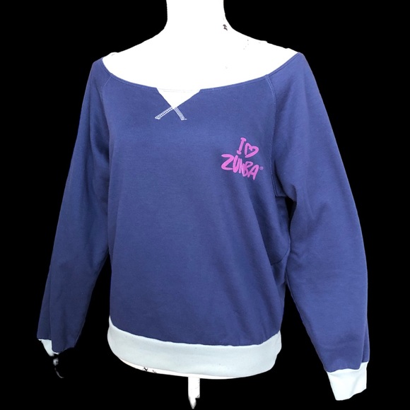 $10 SALE! I LOVE ZUMBA Sweatshirt Heart Dance Fitness Wear L Classic RARE - Picture 2 of 12